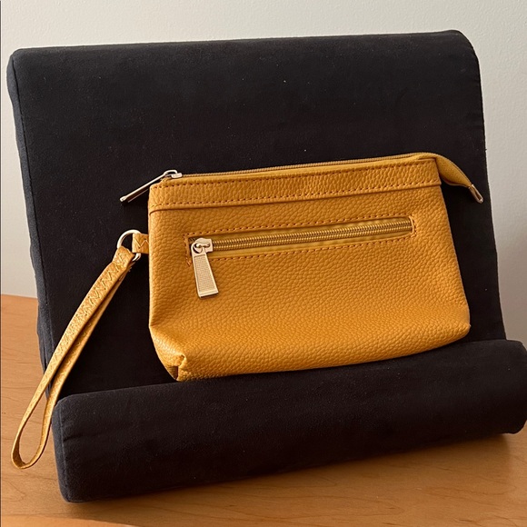 Handbags - Pebbled Vegan Mustard Wristlet